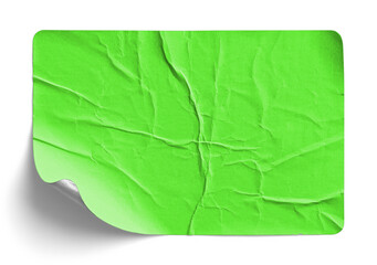 Wrinkled Green Sticker with Slight Curl
