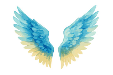 Fototapeta premium Beautiful watercolor wings with blue and yellow gradient design for artistic inspiration and decoration ideas