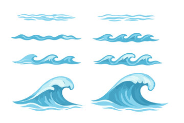 Waves in different styles depicting the beauty of the ocean's movements and formations