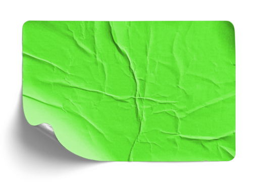 Wrinkled Green Sticker with Slight Curl