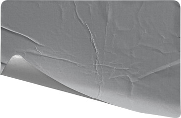 Grey Lower-Left Corner Sticker Curl with Strong Shadow isolated on transparent background