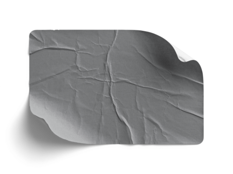 Grey Crumpled Sticker with Top-Right Folded Corner