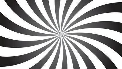 Black and White Optical Illusion Spiral Background Vector with Radial Hypnotic Rotating Motion Effect