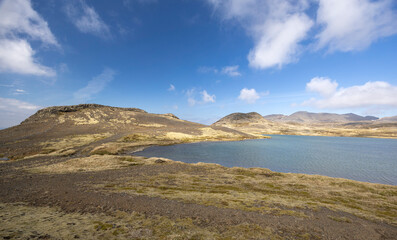 mountain landscape with lake along the Sn&aelig;fellsnesvegur, Snaefellsnes Peninsula, West Iceland