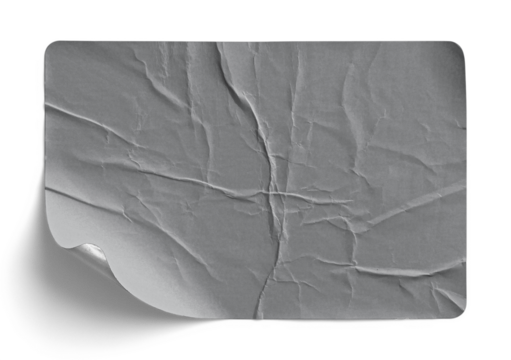 Wrinkled Grey Sticker with Slight Curl