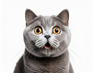 surprised british shorthair cat no background