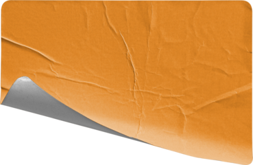 Orange Lower-Left Corner Sticker Curl with Strong Shadow isolated on transparent background