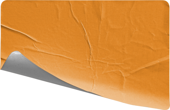 Orange Lower-Left Corner Sticker Curl with Strong Shadow isolated on transparent background