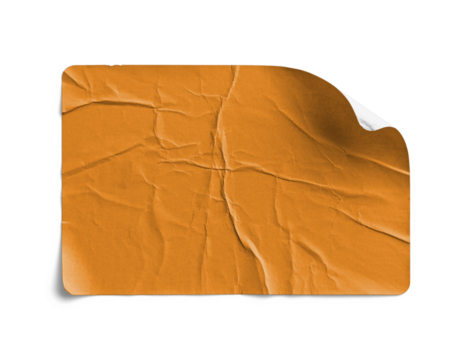 Orange Sticker Subtle Curl and Realistic Shadow