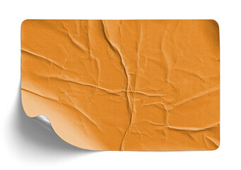 Wrinkled Orange Sticker with Slight Curl
