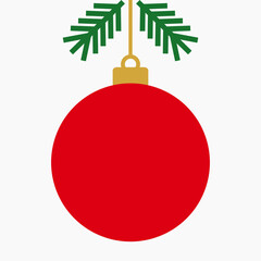 Christmas tree bauble ornament hanging from fir branch. Christmas element for design. Vector illustration.