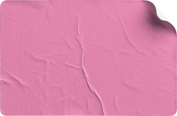 Pink Sticker Top-Right Curl with Creases isolated on transparent background