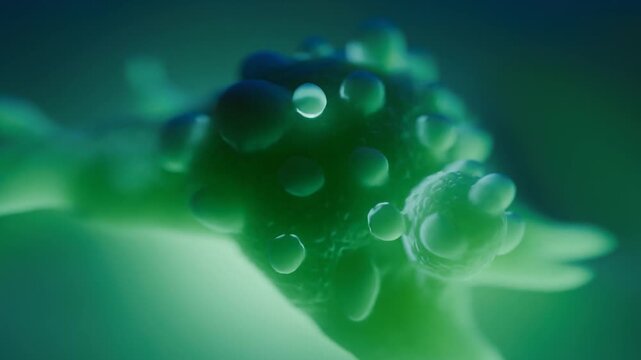Dark Teal Bladder Cancer Cell Microscopic Medical Animation