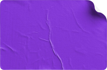 Purple Sticker Top-Right Curl with Creases isolated on transparent background