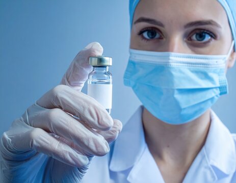 Medical professional holding a vial of vaccine, ready for injection