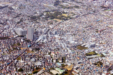 西武池袋線ひばりヶ丘駅付近を空撮