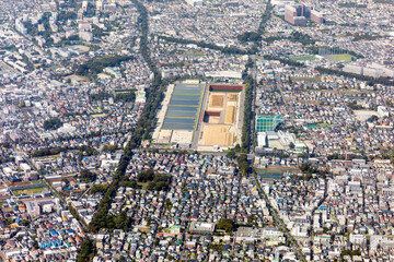 東京都水道局の境浄水場付近を空撮