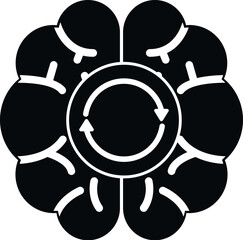 Obraz premium Brain icon featuring a recycle symbol in the center, representing mental recycling and continuous learning