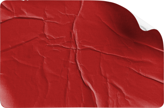 Red Sticker Subtle Curl and Realistic Shadow isolated on transparent background