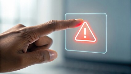 Urgent status alert pinching zoom on red warning icon digital environment professional context