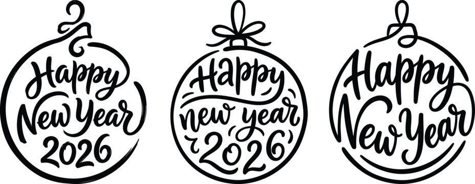 Celebrate the New Year 2026 with these stylish ornament designs, perfect for greeting cards, festive decorations, and joyful seasonal promotions