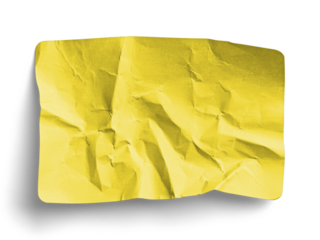 Folded Yellow Sticker with Soft Wrinkles