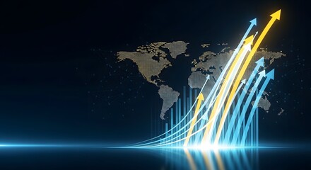 Abstract digital representation of global financial upturn and economic progress.