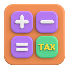 Obraz premium 3D Tax Icon Illustration with Calculator and Finance Elements.