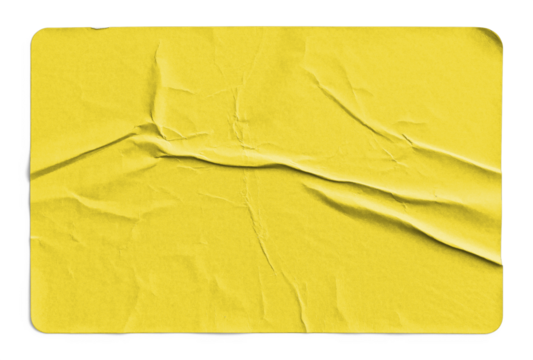 Yellow Sticker with Horizontal Creases and Folded Texture