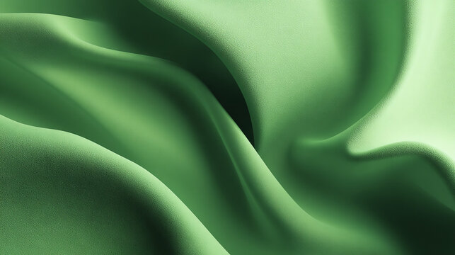 Flowing green fabric, elegantly draped, with soft folds and shadows. A visual of luxury and sophistication