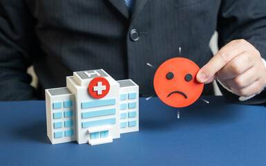 Poor medical service. Poor ratings for hospital stays and treatment. Patient safety issues, healthcare reform and quality control assessments in medicine.