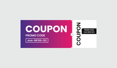 Purple and pink coupon with promo code for discounts and savings