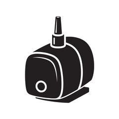 Aquarium Air Pump Silhouette Icon Isolated on White