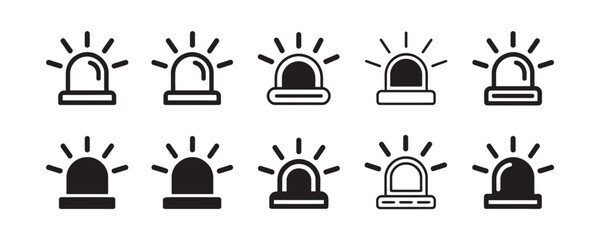 Emergency siren icons for urgent announcements or security alerts in versatile designs ready to grab attention and signal important information now