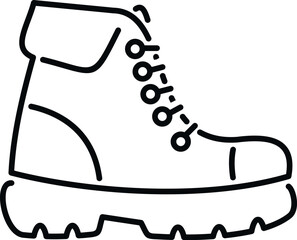 Hiking boot outline creating a line art footwear icon