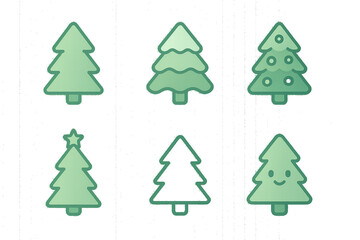 Simple christmas tree icons in red green and blue colors