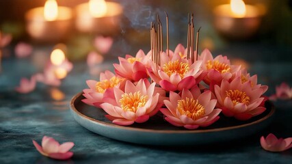 pink lotus on a plate	