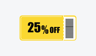 Bright yellow coupon offering twenty five percent off with barcode