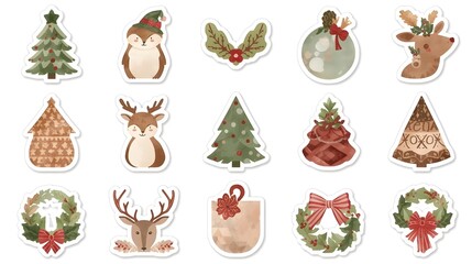 set of  icons of Christmas 