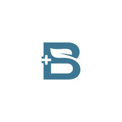B medical with leaf pharmacy logo icon vector template
