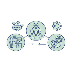 Business Workflow and Team Communication Process Icon Illustration