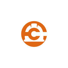 letter C initial with helmet engineering helmet logo icon vector template