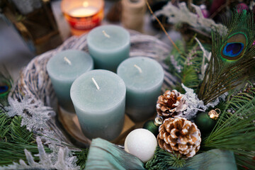 Christmas candles. Close up. 