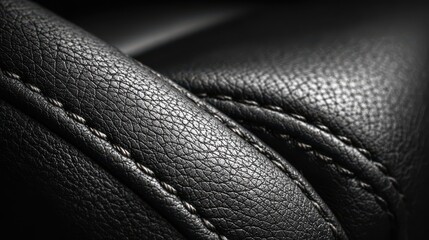 Black genuine leather texture with grain detail.