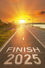2025 year end concept. Motivational final inscription for to summary the year. Finish 2025 year is...