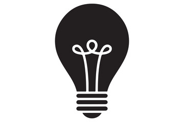 Light bulb silhouette icon in simple black and white background
