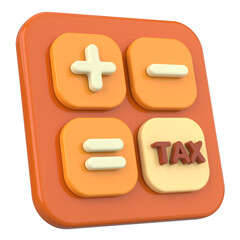 3D Tax Icon Illustration with Calculator and Finance Elements.