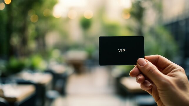 Hand holding vip card on transparent background
