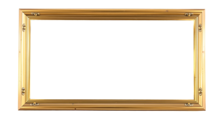 Ornate gold picture frame isolated on transparent background