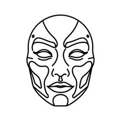 Abstract Cyberpunk Face Mask Line Art Illustration
